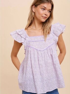 NWT In Loom 100% Cotton Lavendar Floral Top